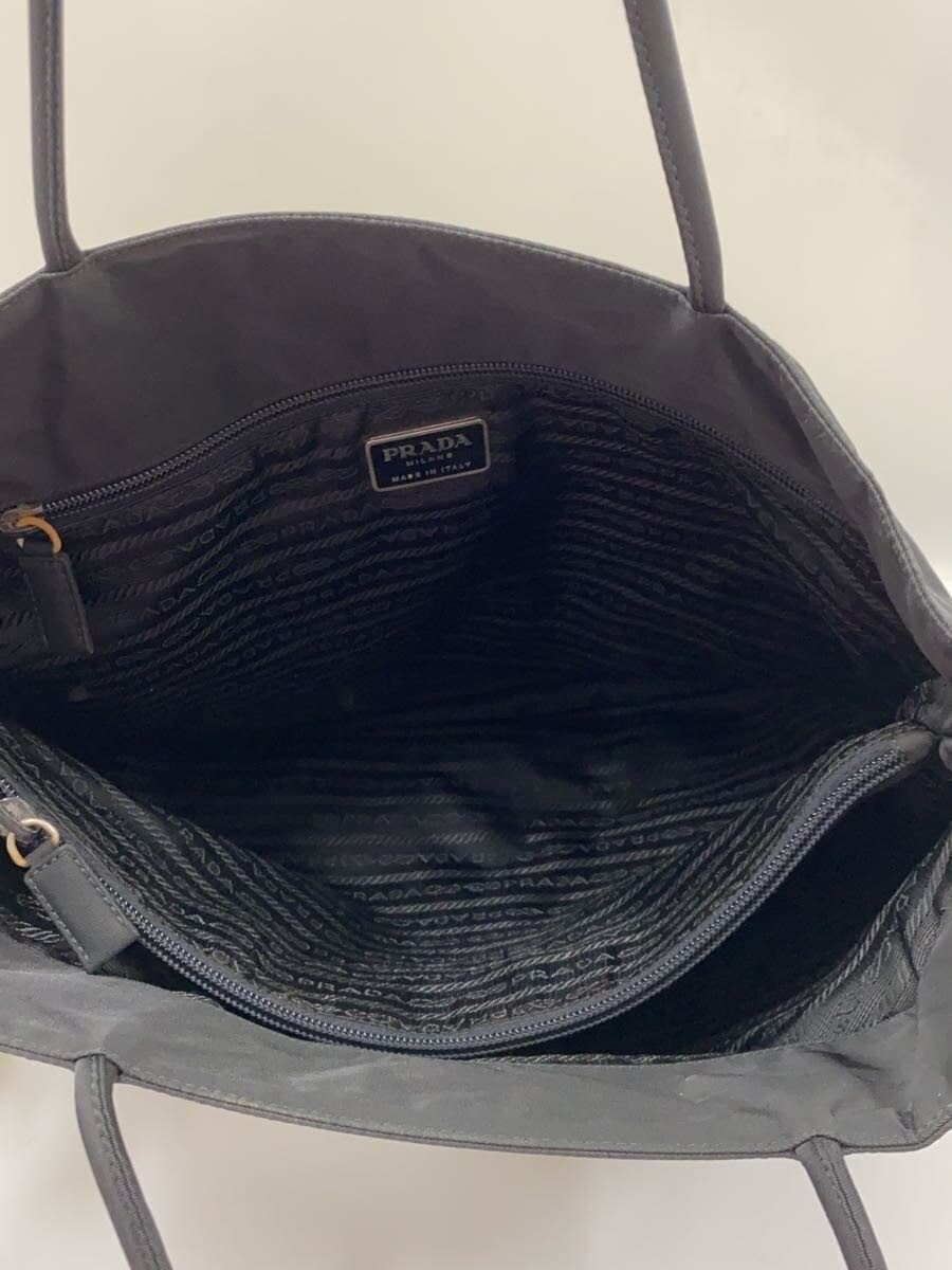 PRADA Triangle Logo Plate Nylon Tote Bag Nylon Black 6