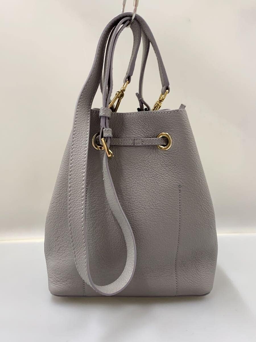 FURLA Shoulder Bag Leather Gray Solid Color 3