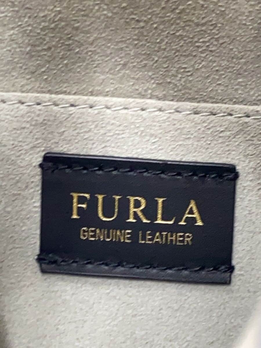 FURLA Shoulder Bag Leather Gray Solid Color 5