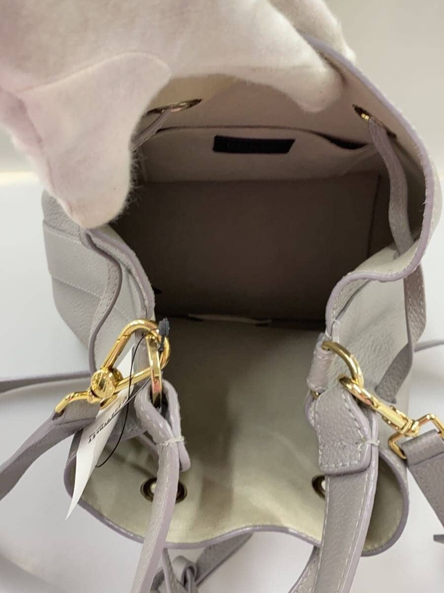 FURLA Shoulder Bag Leather Gray Solid Color 6