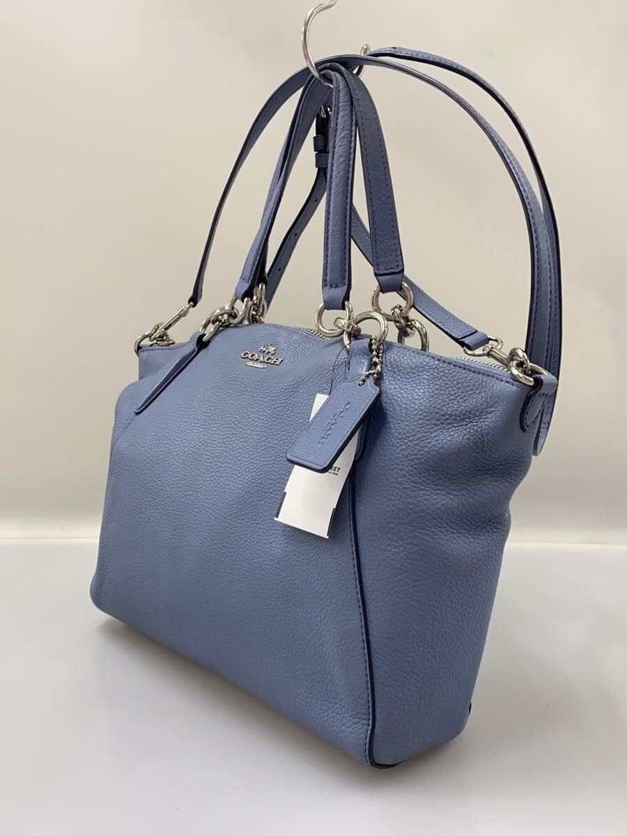 COACH Shoulder Bag Leather Blue Solid Color 2