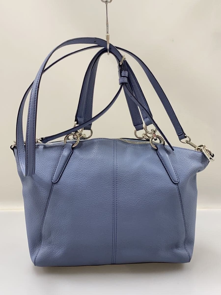 COACH Shoulder Bag Leather Blue Solid Color 3
