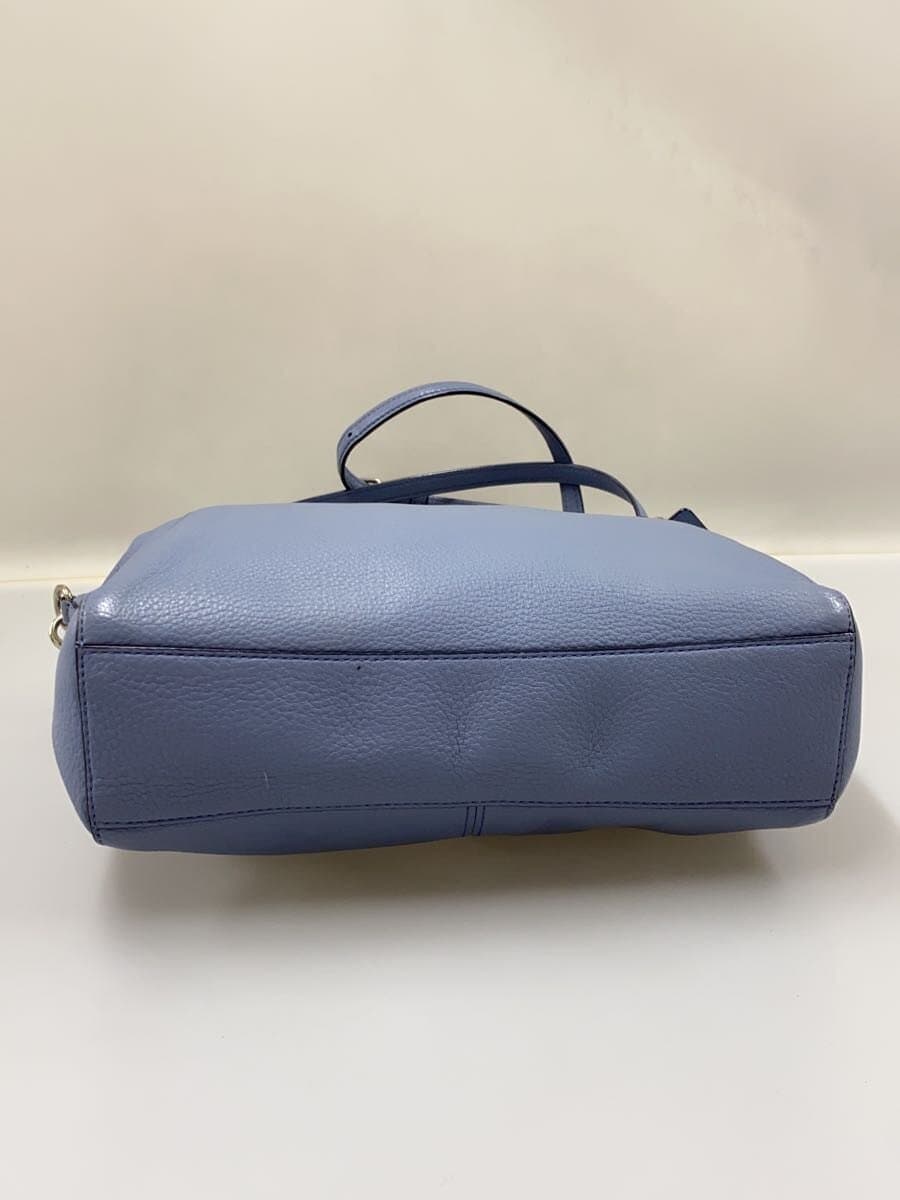 COACH Shoulder Bag Leather Blue Solid Color 4