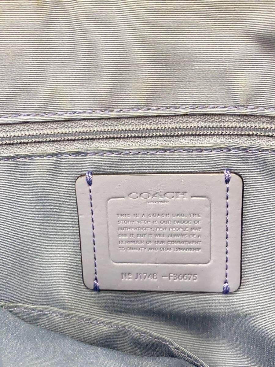 COACH Shoulder Bag Leather Blue Solid Color 5
