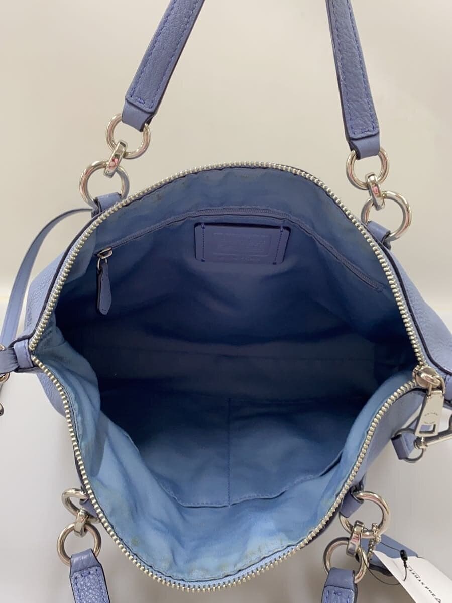COACH Shoulder Bag Leather Blue Solid Color 6