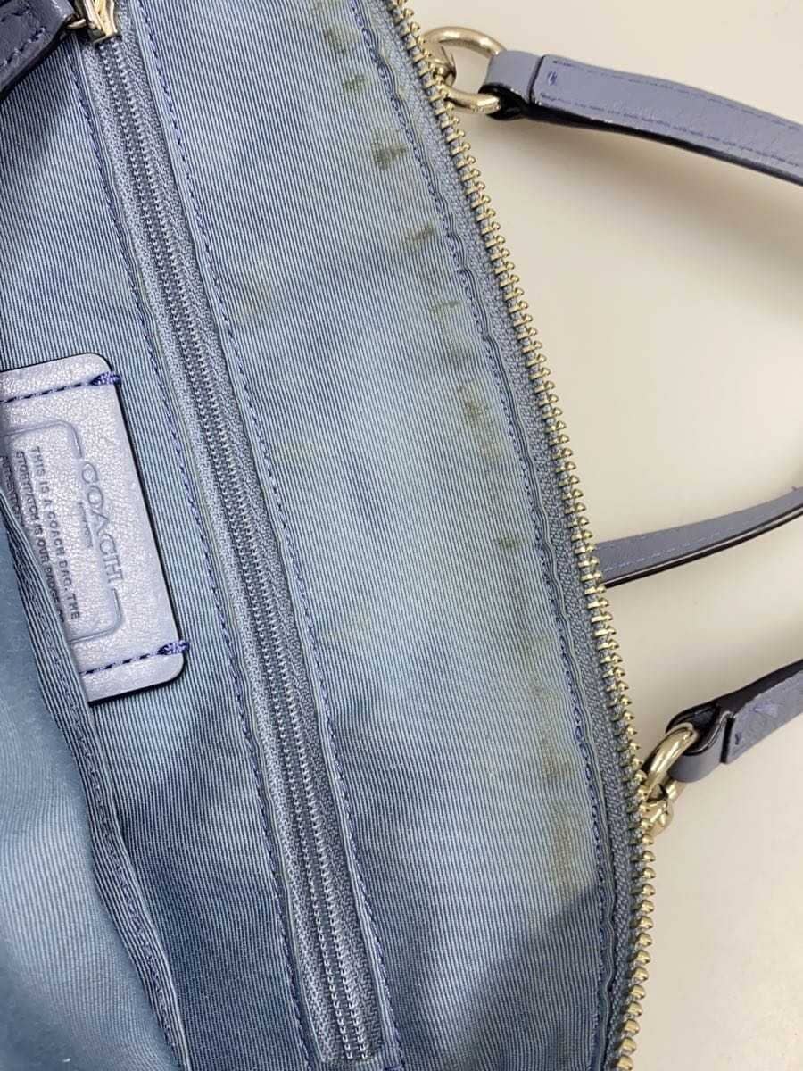 COACH Shoulder Bag Leather Blue Solid Color 7