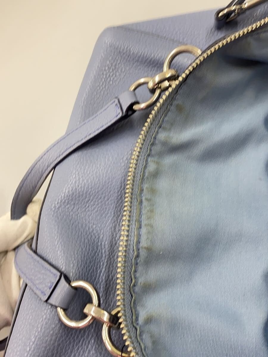 COACH Shoulder Bag Leather Blue Solid Color 8