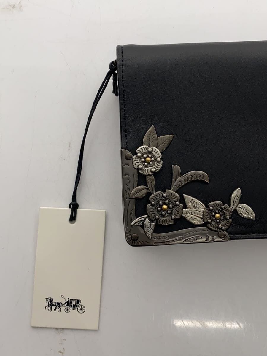 COACH Shoulder Bag Leather Black Floral Print E1873-24909 Metallic Rose 8