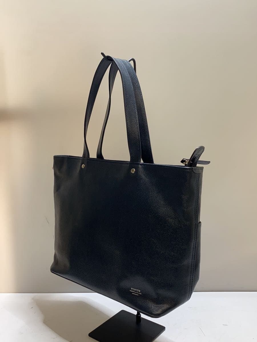 PORTER Tote Bag Leather NVY Solid 2
