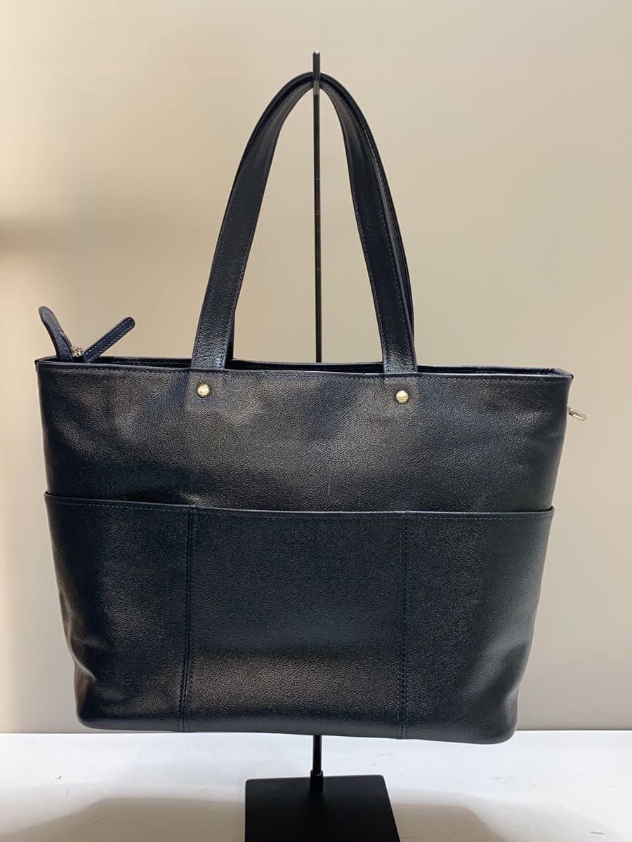 PORTER Tote Bag Leather NVY Solid 3