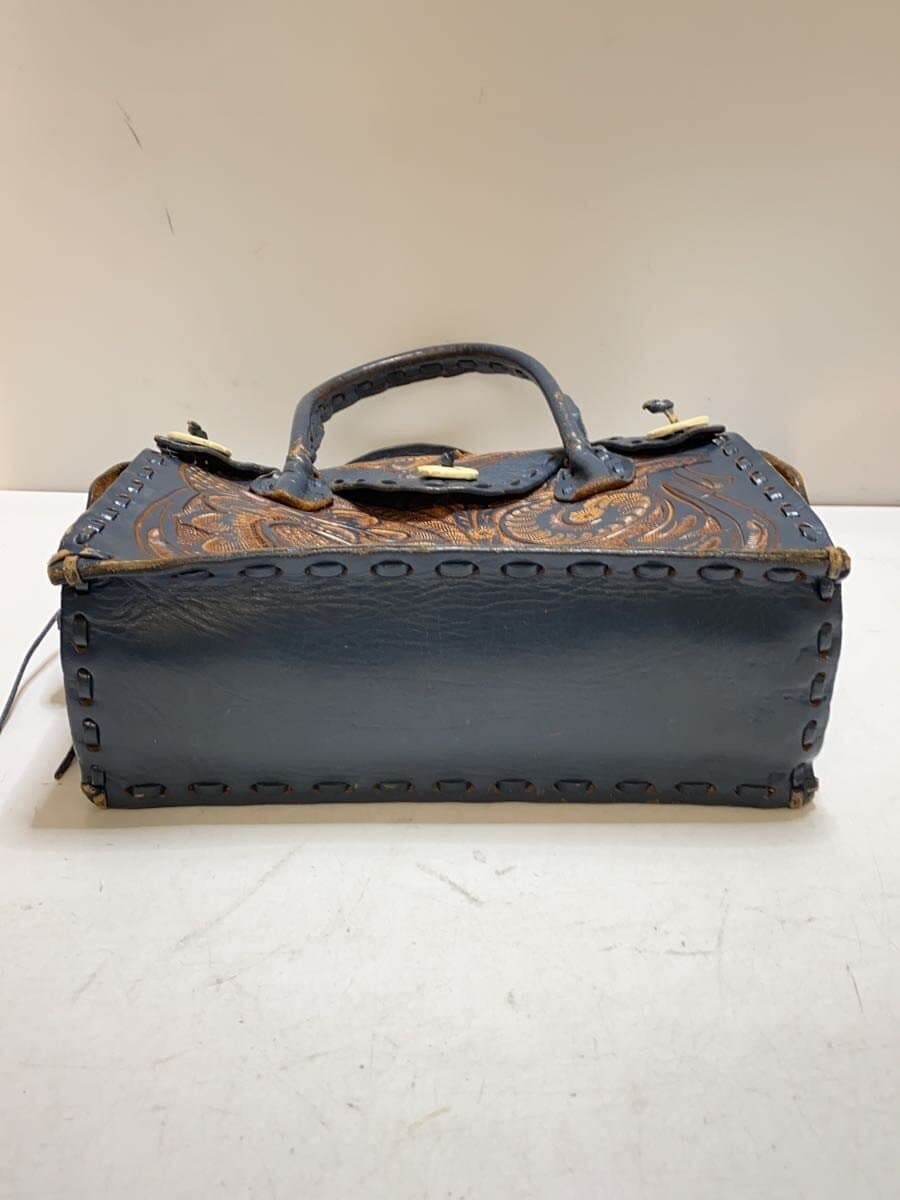 Carving Tribes Handbag Leather BLU 4