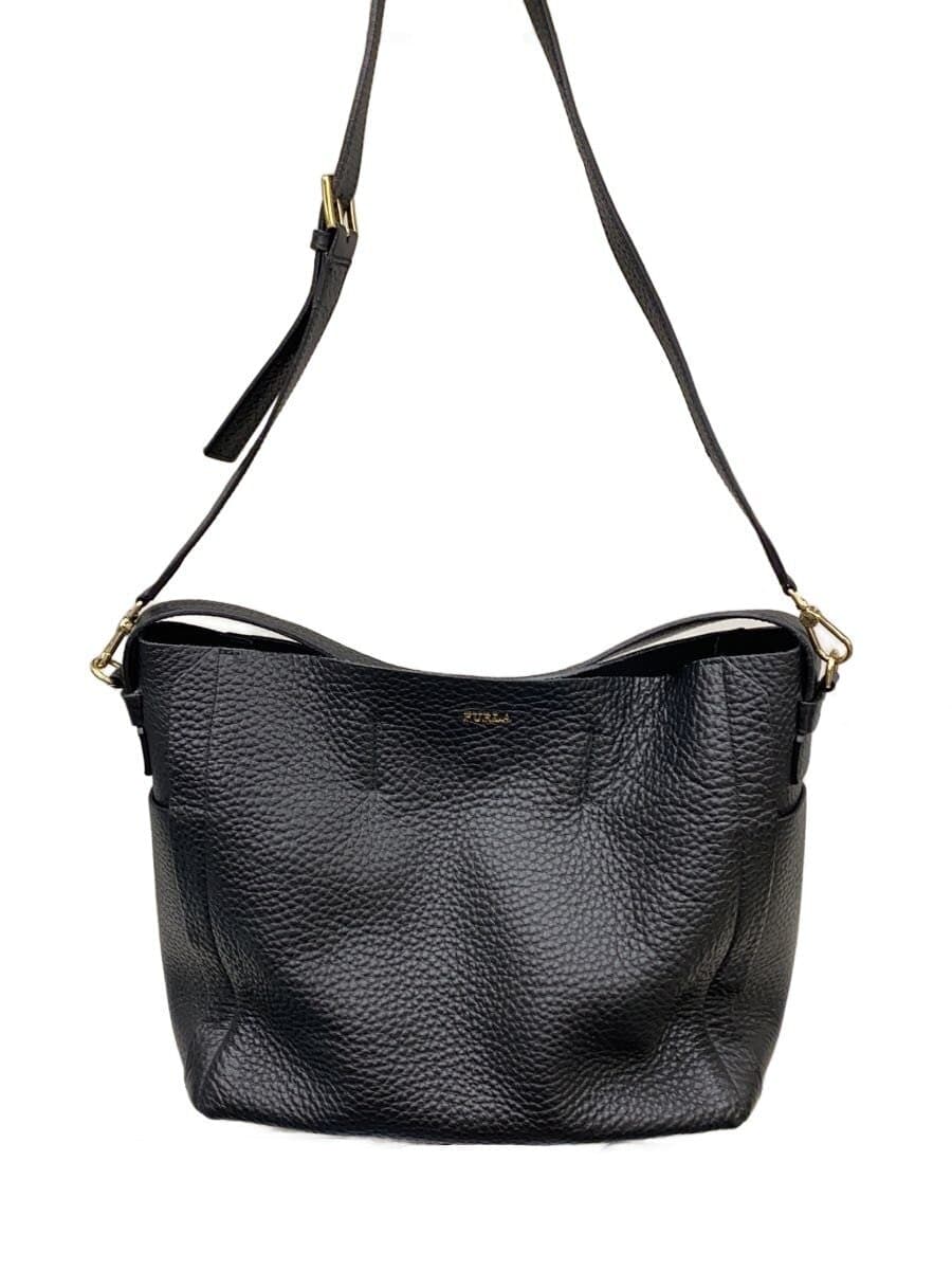 FURLA Shoulder Bag Leather BLK Solid Ｆ6852