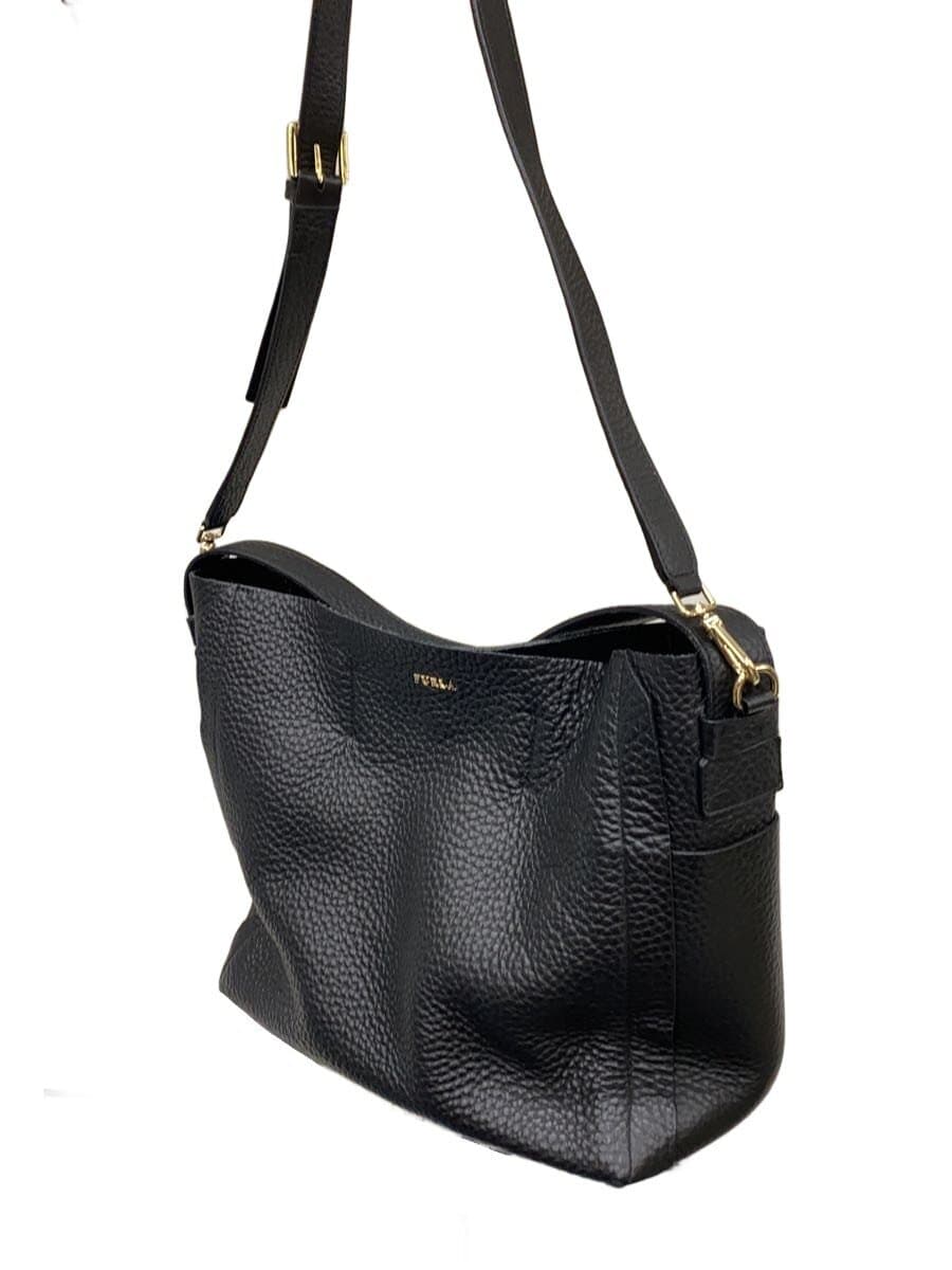 FURLA Shoulder Bag Leather BLK Solid Ｆ6852 2