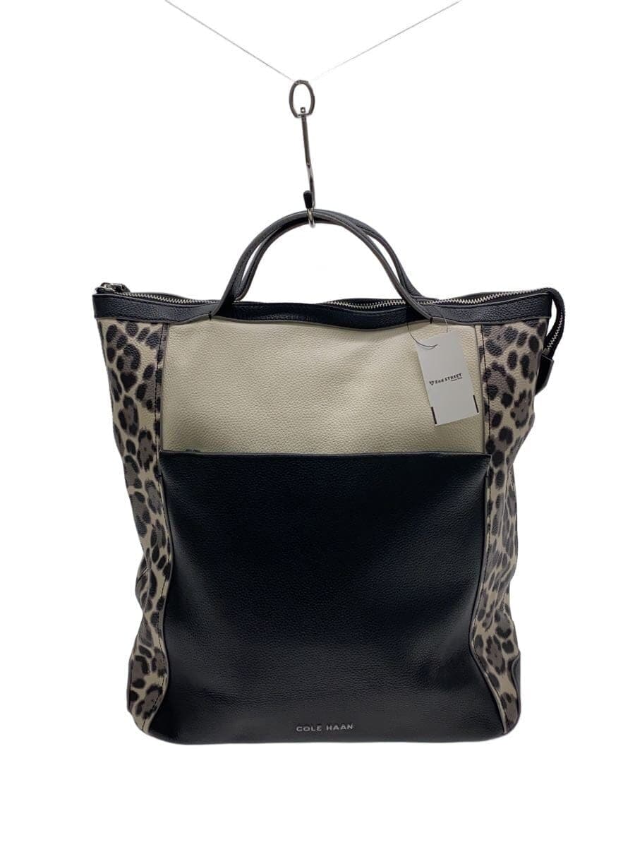 COLE HAAN Backpack Leather BLK Leopard U04462