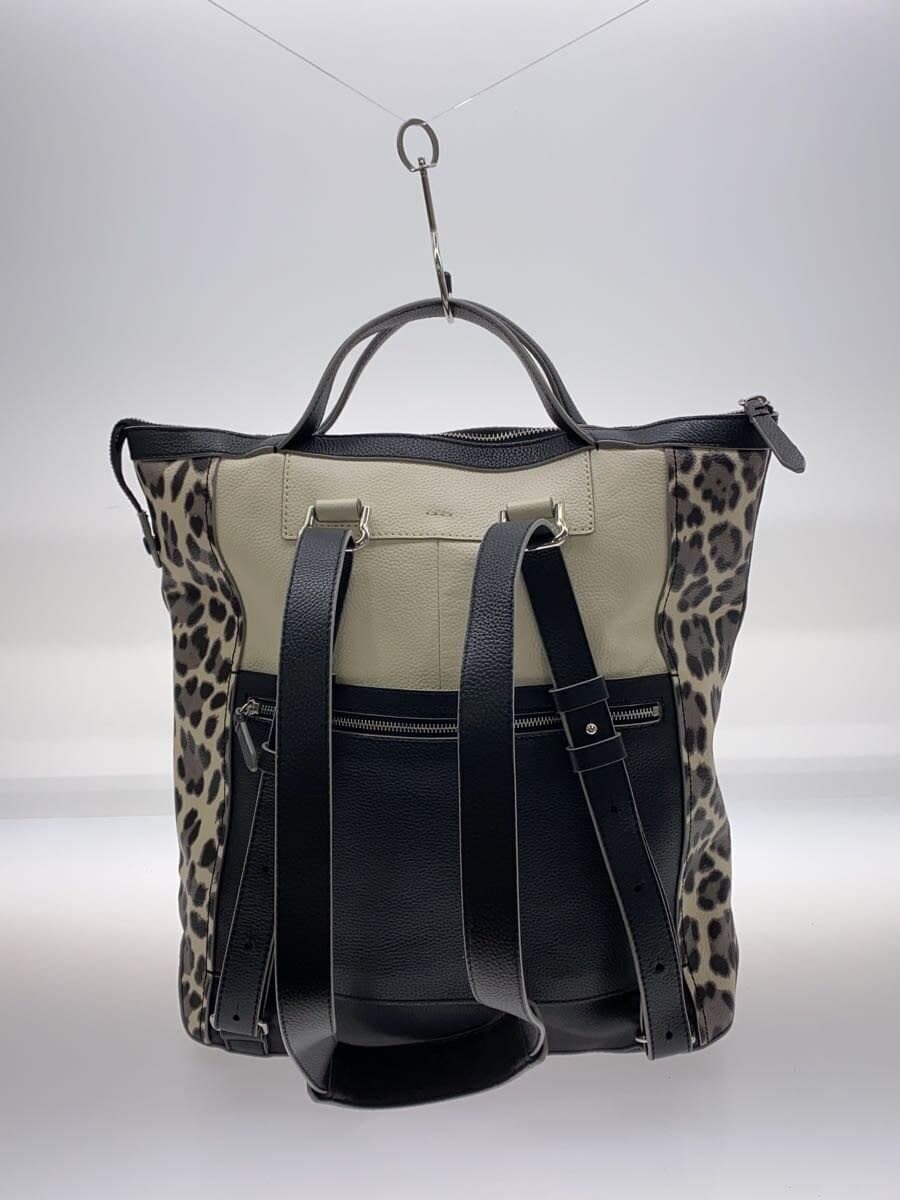 COLE HAAN Backpack Leather BLK Leopard U04462 3