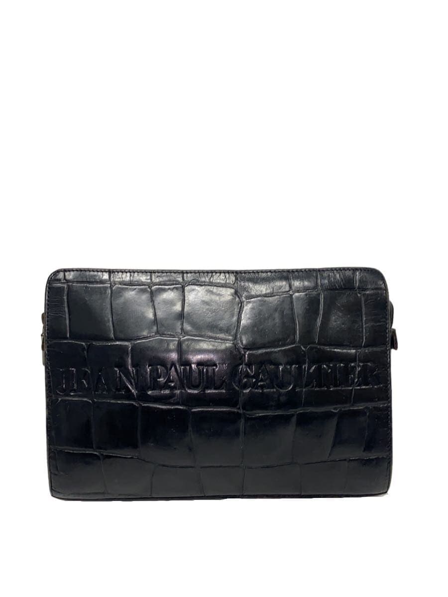 Jean Paul GAULTIER HOMM Earchive Embossed Clutch Bag Second Bag Leather BLK Animal