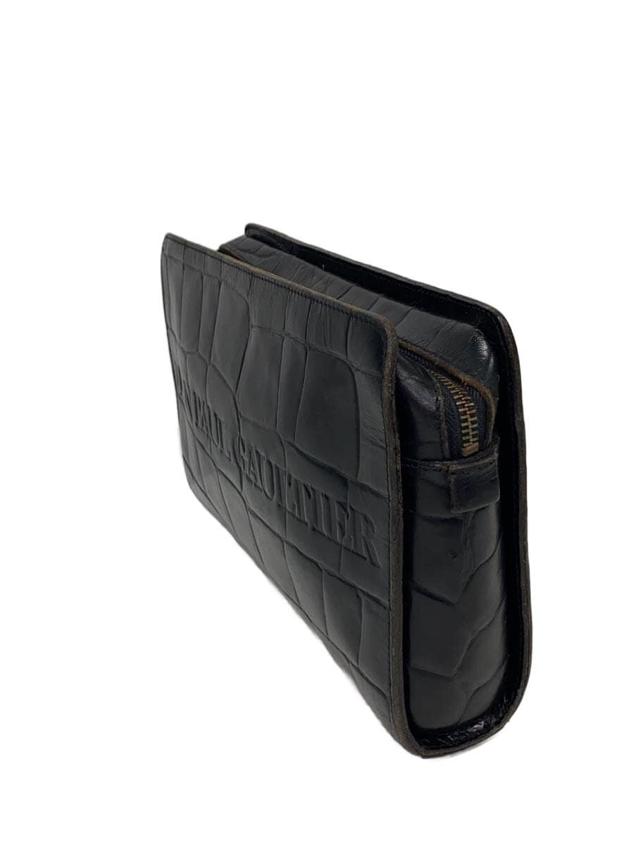 Jean Paul GAULTIER HOMM Earchive Embossed Clutch Bag Second Bag Leather BLK Animal 2