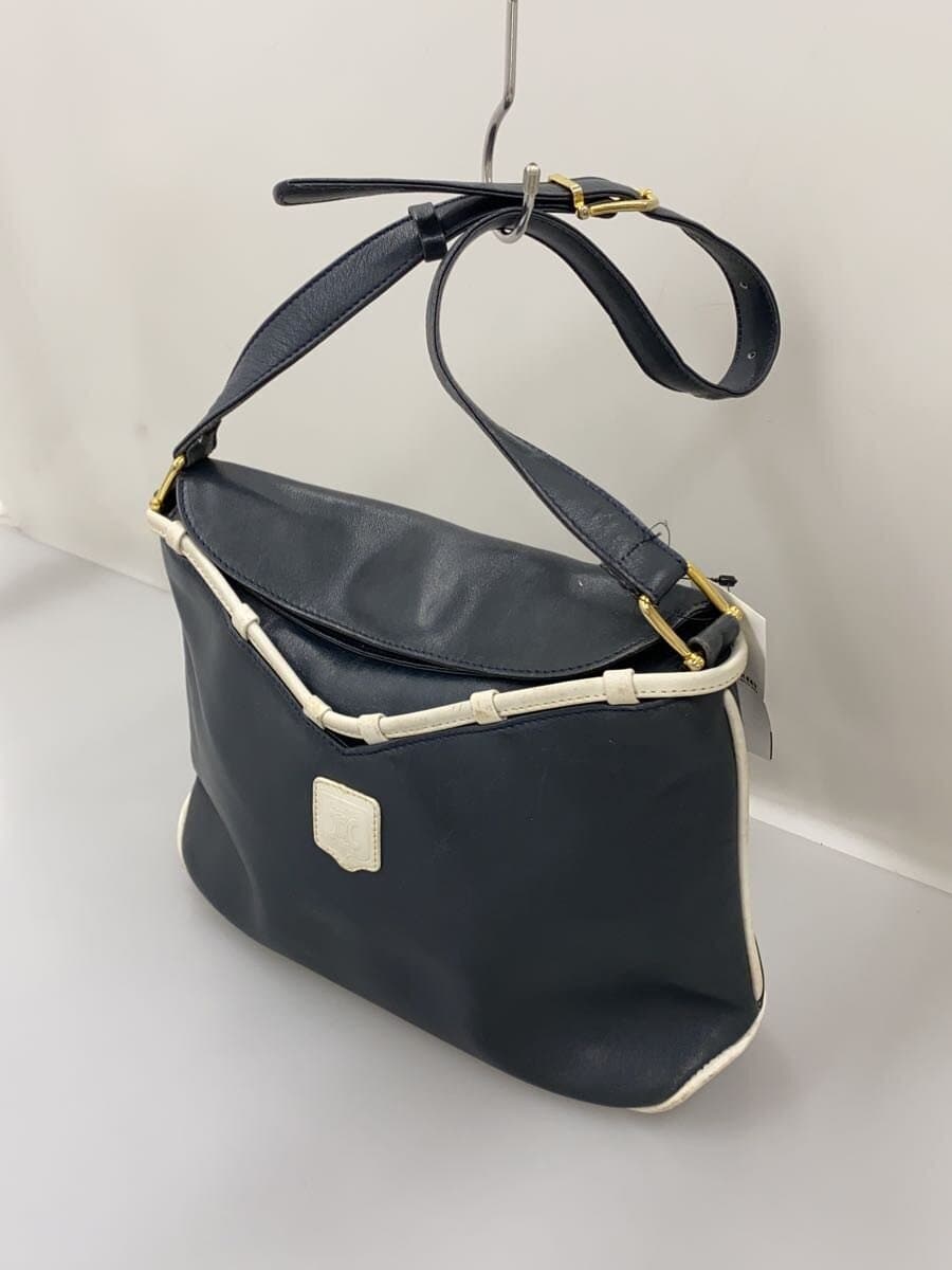 CELINE shoulder bag leather NVY 2