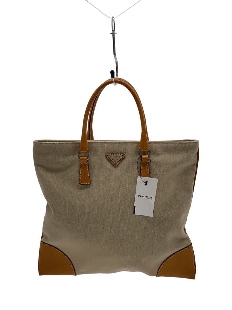 PRADA tote bag canvas BEG