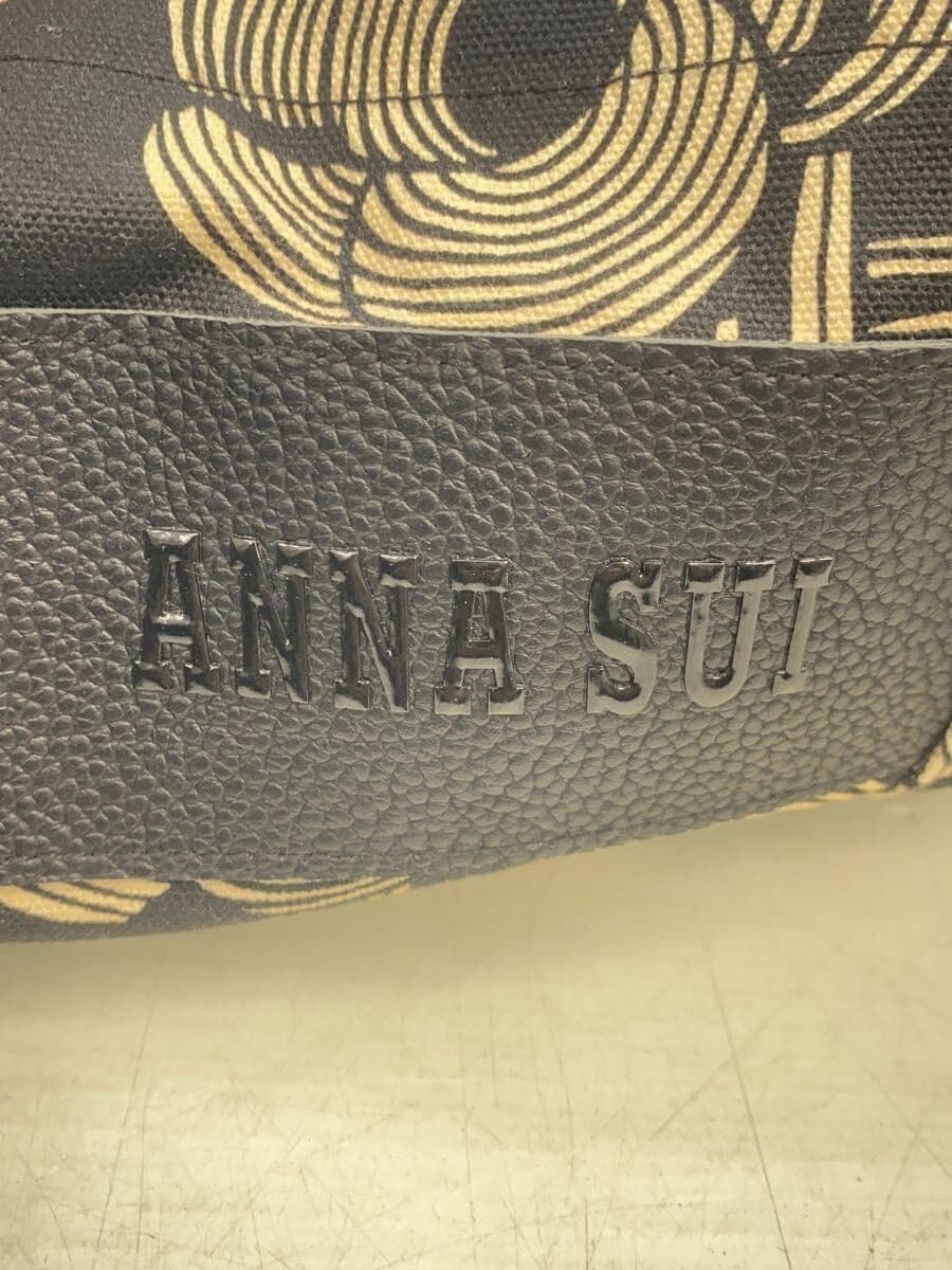 ANNA SUI Shoulder Bag Canvas BLK All Over Pattern Archive Tote 6