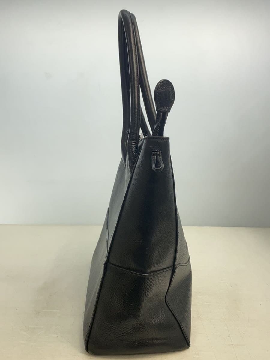 Pid Tote Bag Leather BLK Solid Sbille Shrunken Leather Corner Scuff 2