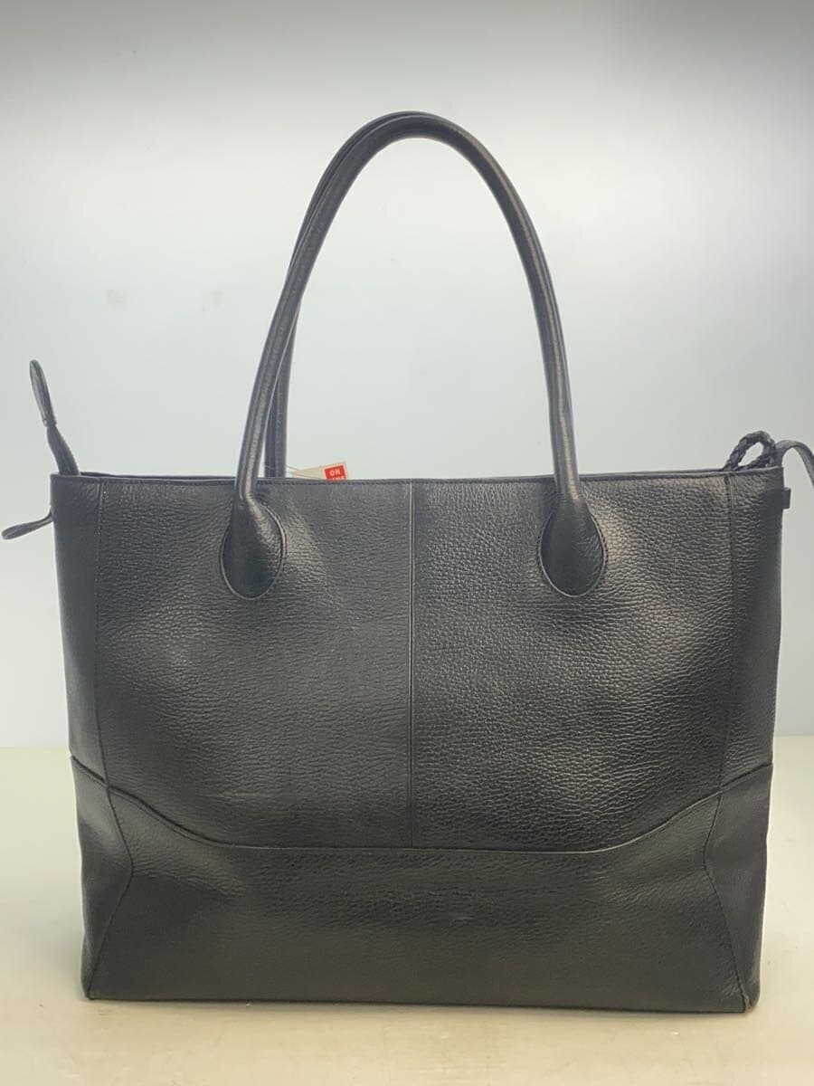 Pid Tote Bag Leather BLK Solid Sbille Shrunken Leather Corner Scuff 3