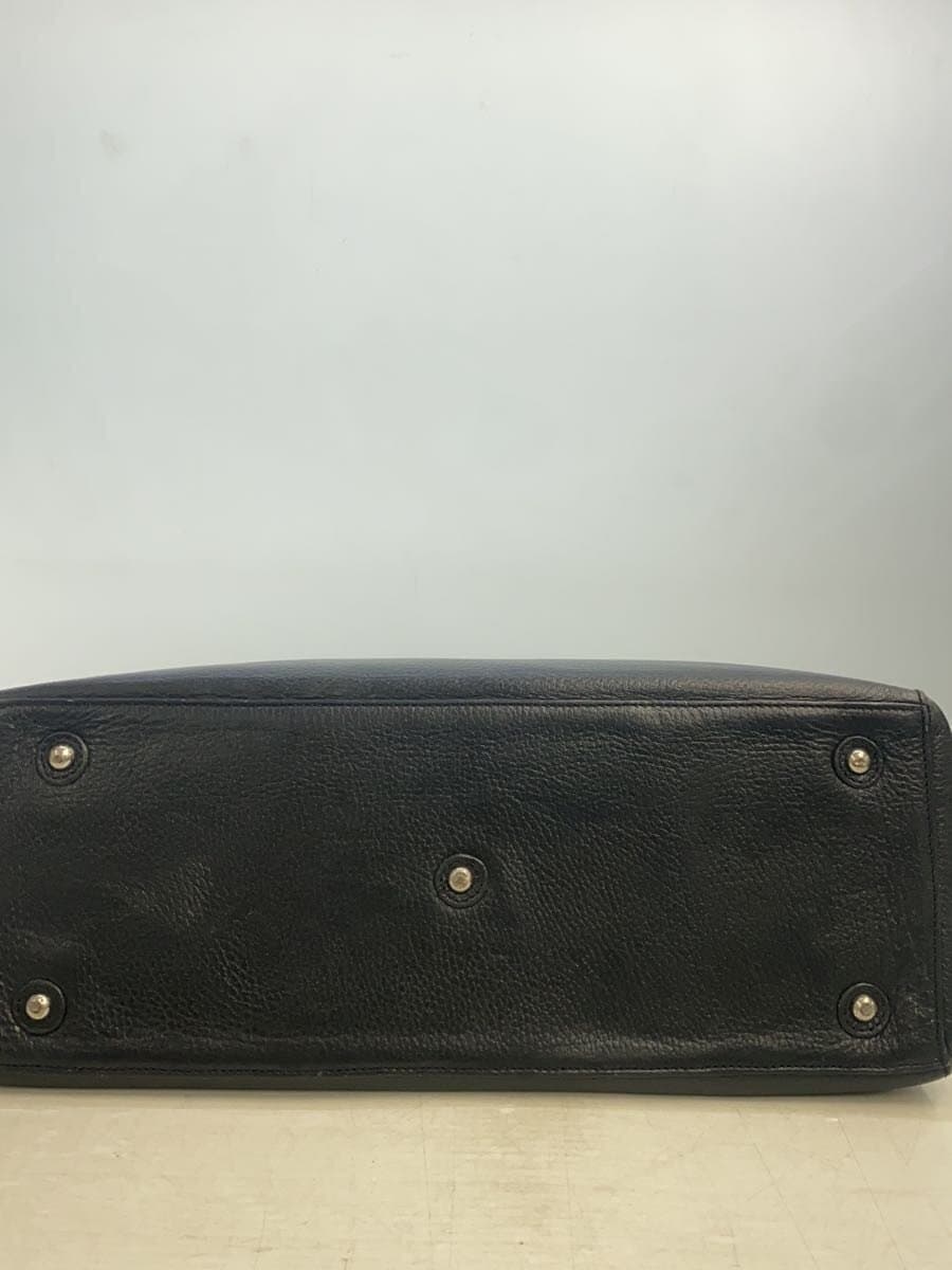 Pid Tote Bag Leather BLK Solid Sbille Shrunken Leather Corner Scuff 4