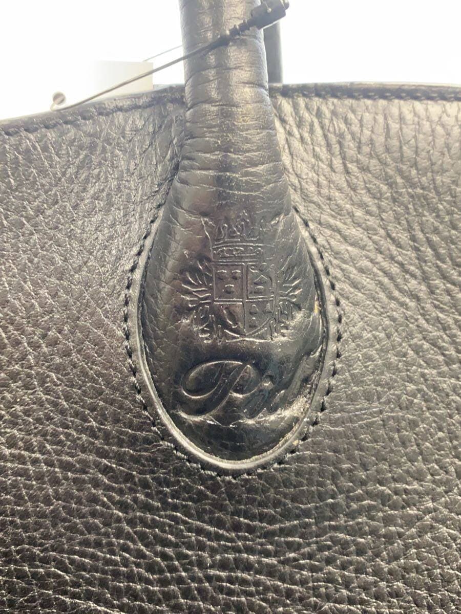 Pid Tote Bag Leather BLK Solid Sbille Shrunken Leather Corner Scuff 5