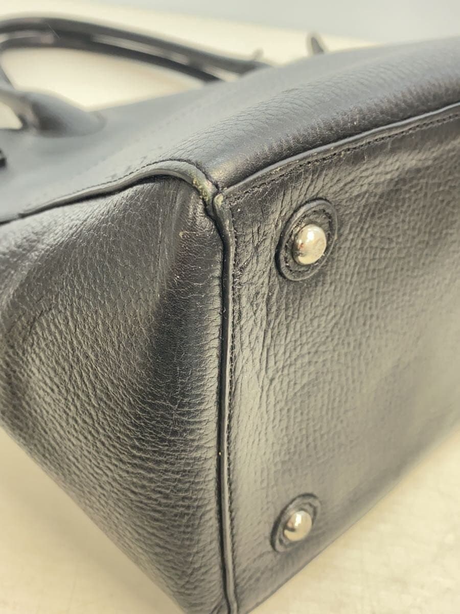 Pid Tote Bag Leather BLK Solid Sbille Shrunken Leather Corner Scuff 7