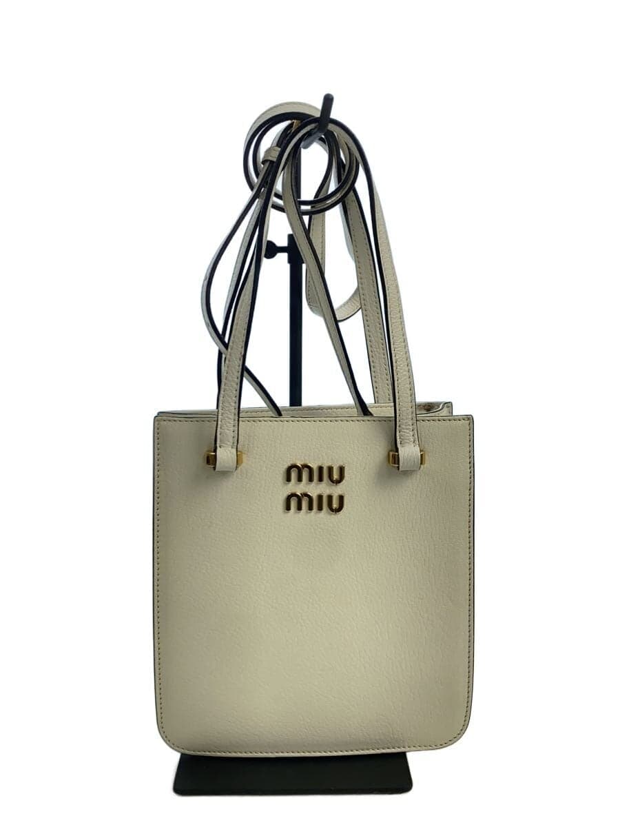 MIU MIU Shoulder Bag Leather WHT Plain 5BA231