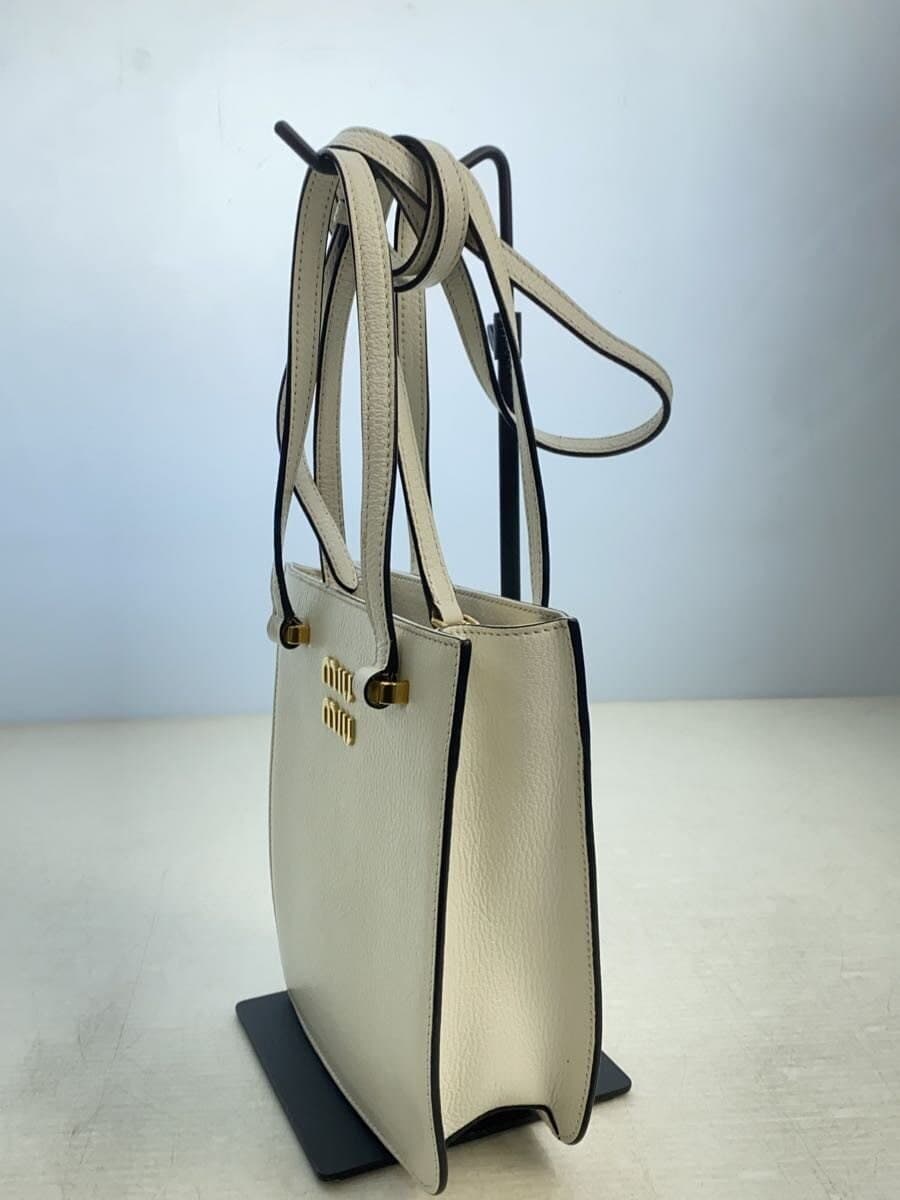 MIU MIU Shoulder Bag Leather WHT Plain 5BA231 2