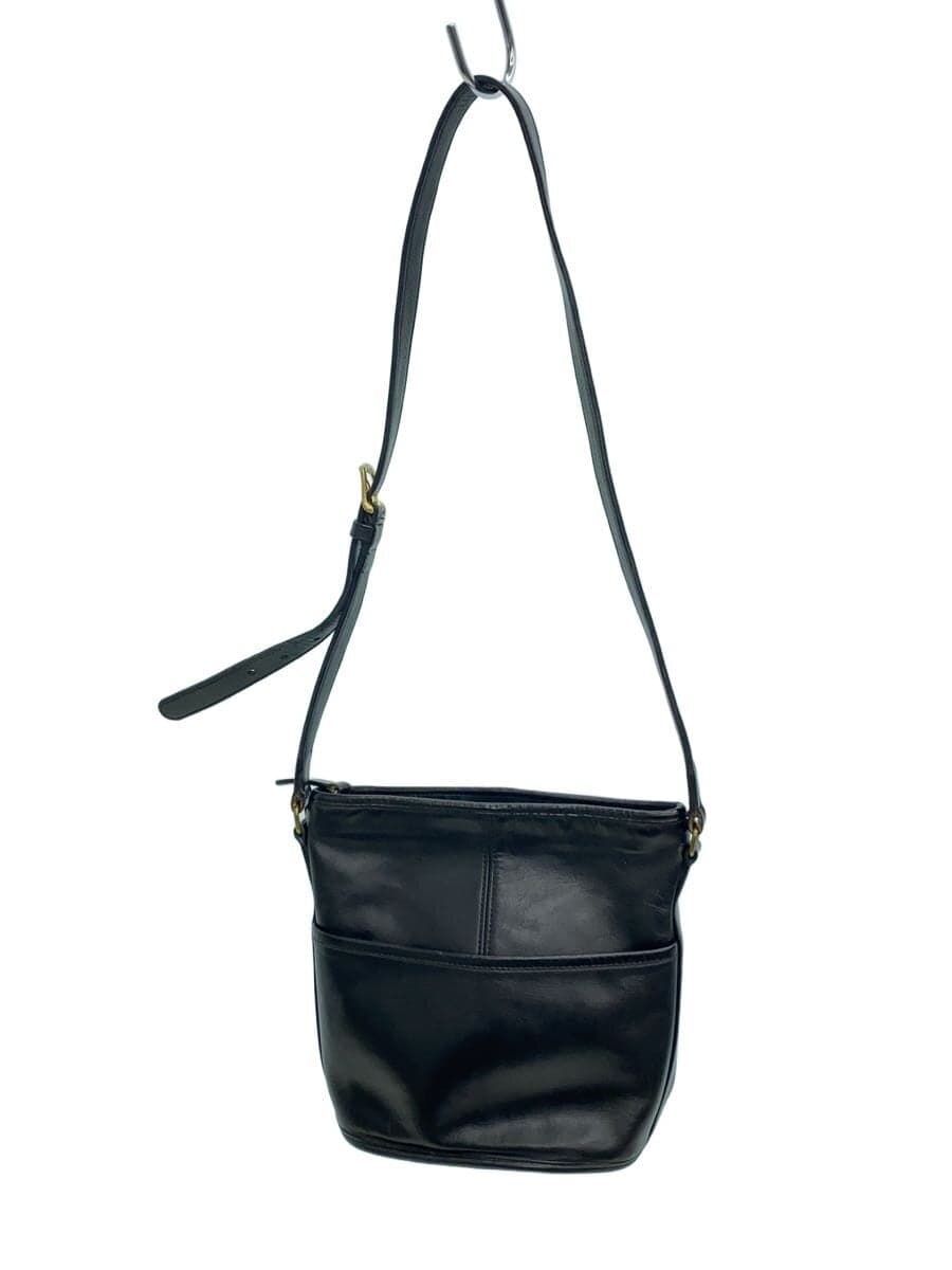COACH Shoulder Bag Leather BLK 0452 MADE IN THE UNITED STATES