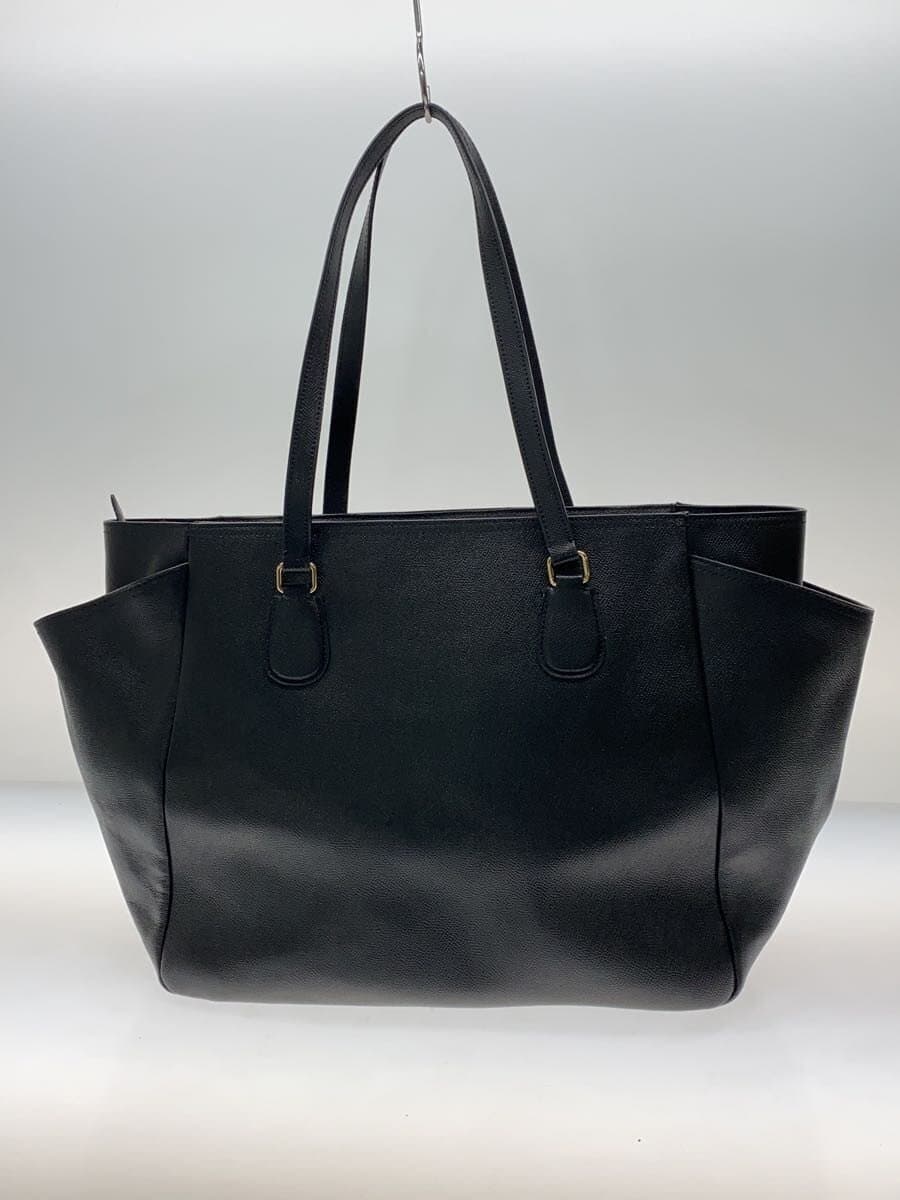 COACH Tote Bag Leather Black Solid Color 3