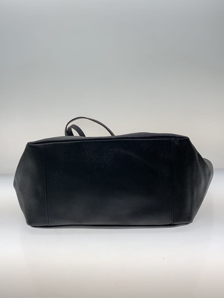 COACH Tote Bag Leather Black Solid Color 4