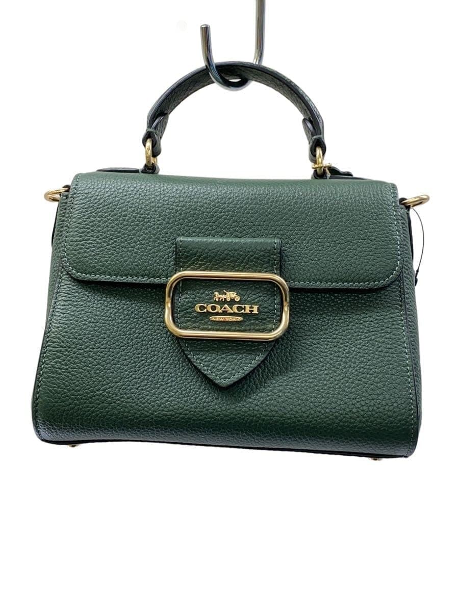 COACH Morgan Top Handle Satchel 2-Way Shoulder Bag Leather GRN CE568