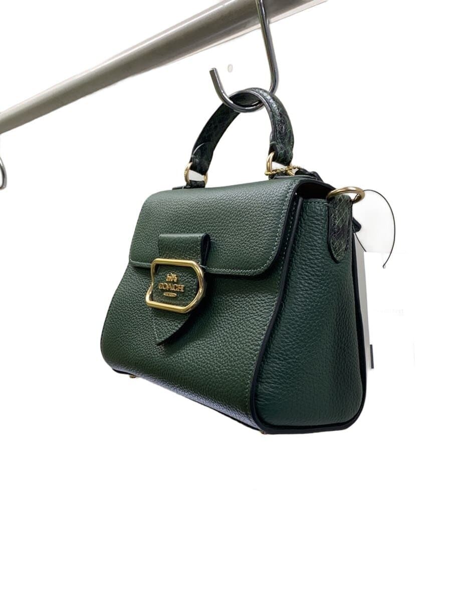 COACH Morgan Top Handle Satchel 2-Way Shoulder Bag Leather GRN CE568 2