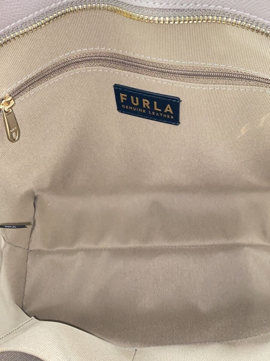 FURLA Tote Bag Leather BEG Solid 6