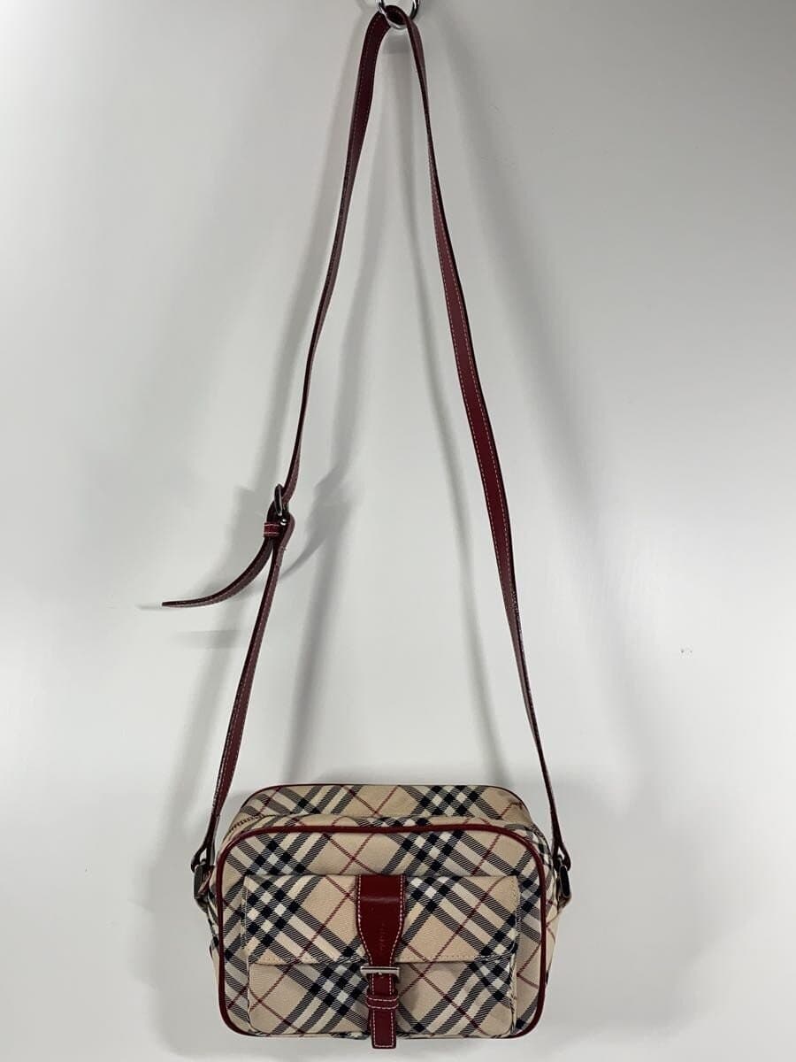 BURBERRY BLUE LABEL Shoulder Bag Canvas BEG Check ZAE73-300-43
