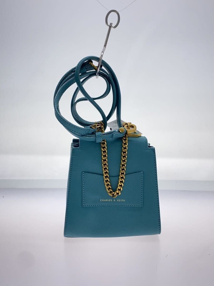 CHARLES&KEITH Geometric Top Handle Chain Link Bag Shoulder Bag Leather BLU 3