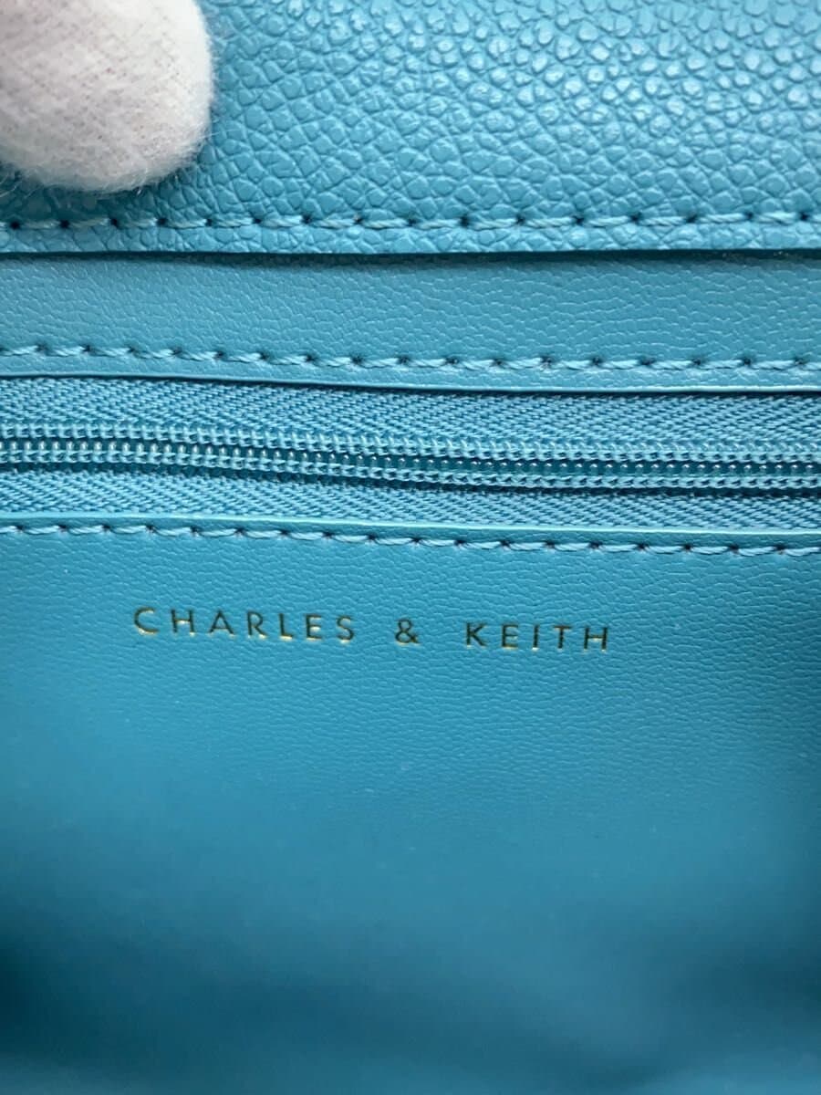 CHARLES&KEITH Geometric Top Handle Chain Link Bag Shoulder Bag Leather BLU 5