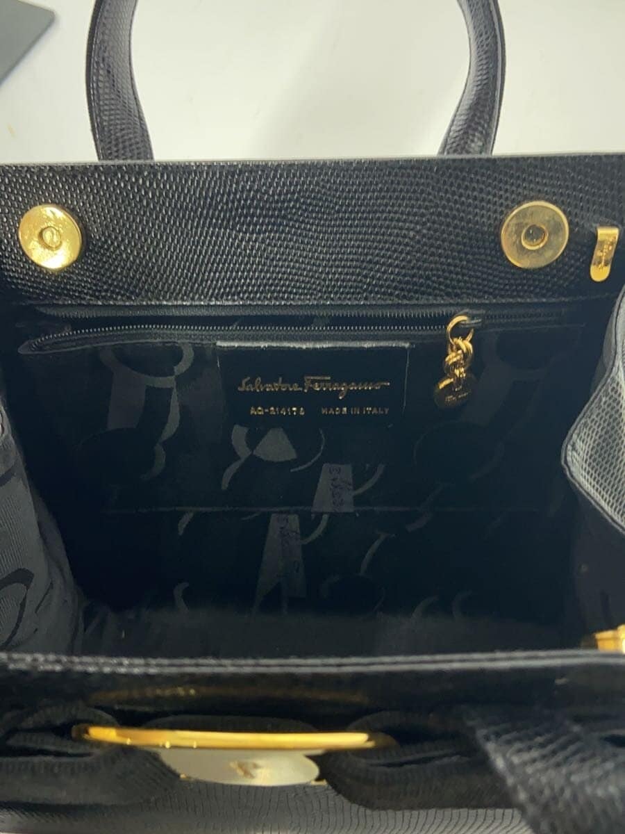 Salvatore Ferragamo Vara Handbag Leather BLK 6