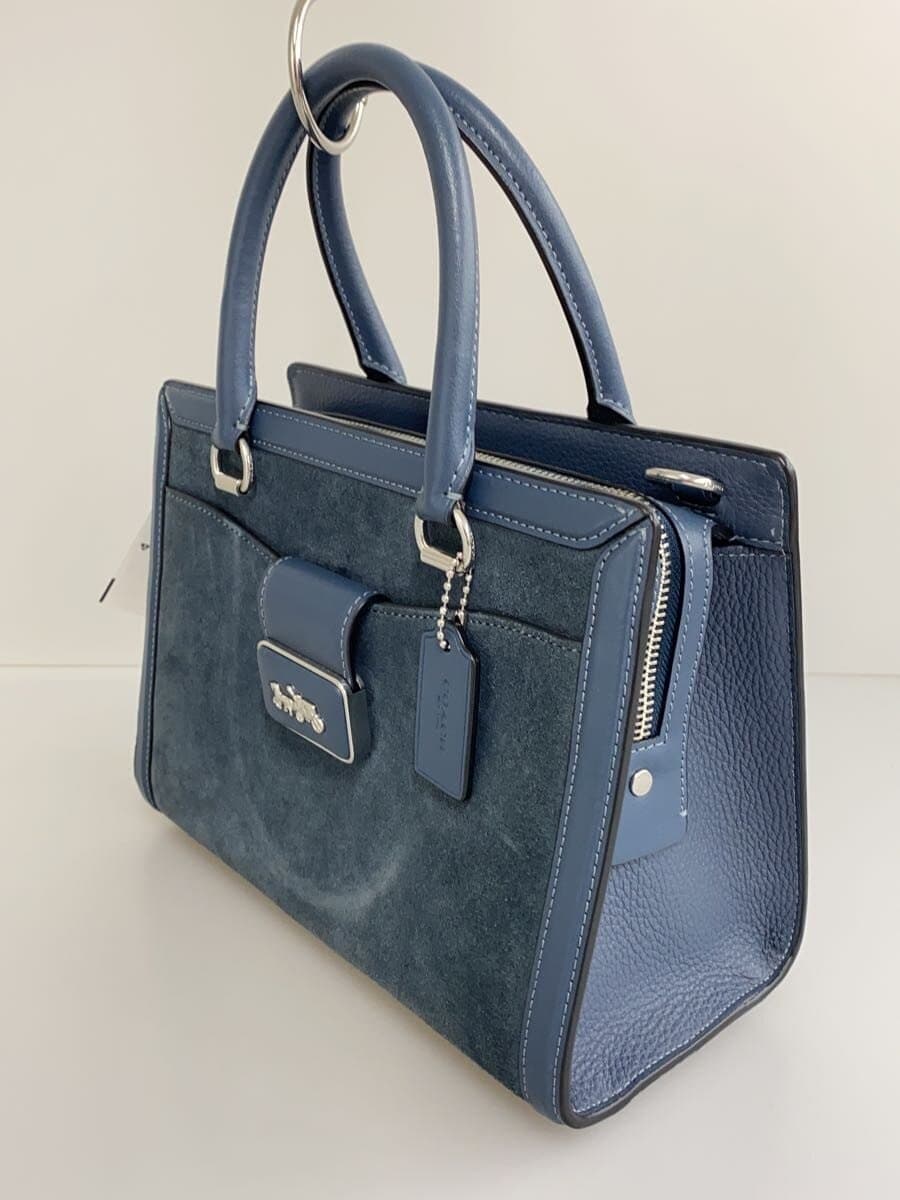 COACH handbag suede NVY plain CM099 2