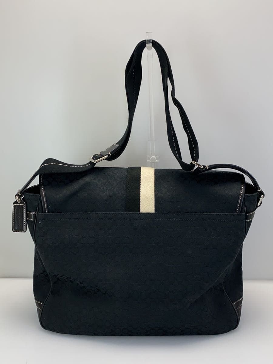 COACH Signature Shoulder Bag Canvas BLK All Over Pattern F70183 Corner Wear With Stain 3