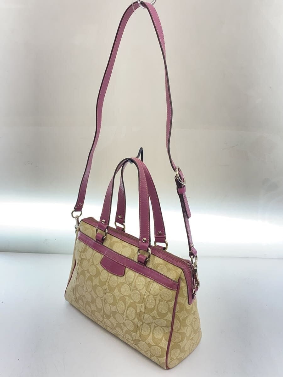 COACH Signature2-Way Shoulder Bag PVC BEG All Over Pattern F16119 Inside With Wear 2