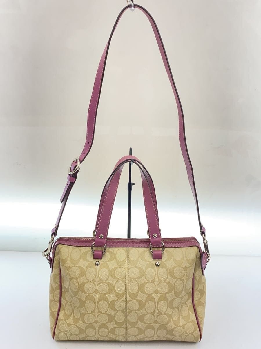 COACH Signature2-Way Shoulder Bag PVC BEG All Over Pattern F16119 Inside With Wear 3