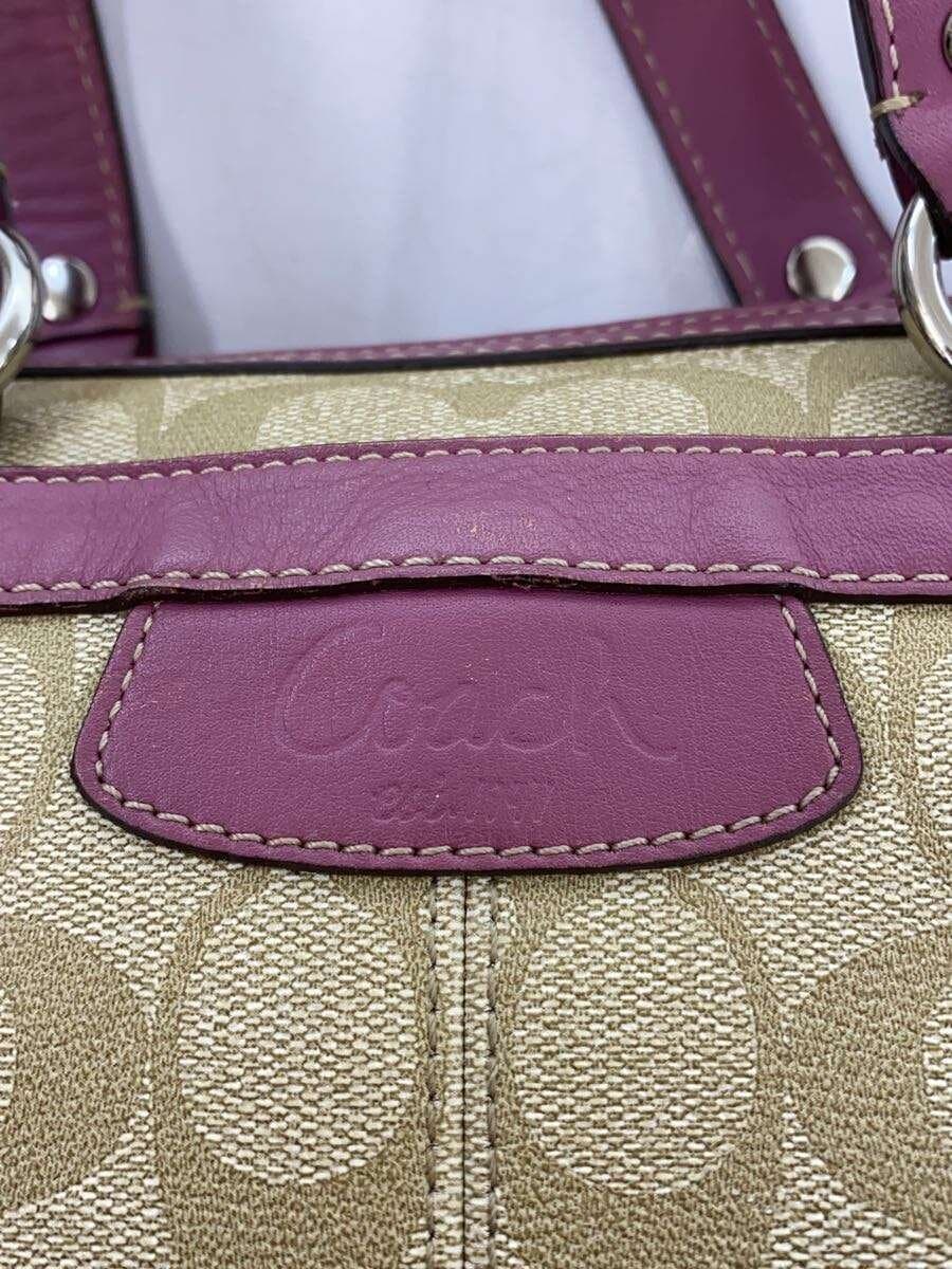 COACH Signature2-Way Shoulder Bag PVC BEG All Over Pattern F16119 Inside With Wear 5