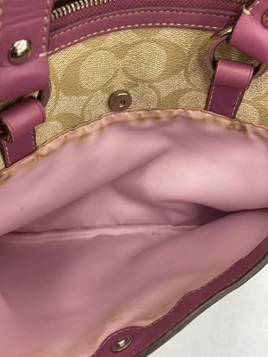 COACH Signature2-Way Shoulder Bag PVC BEG All Over Pattern F16119 Inside With Wear 7