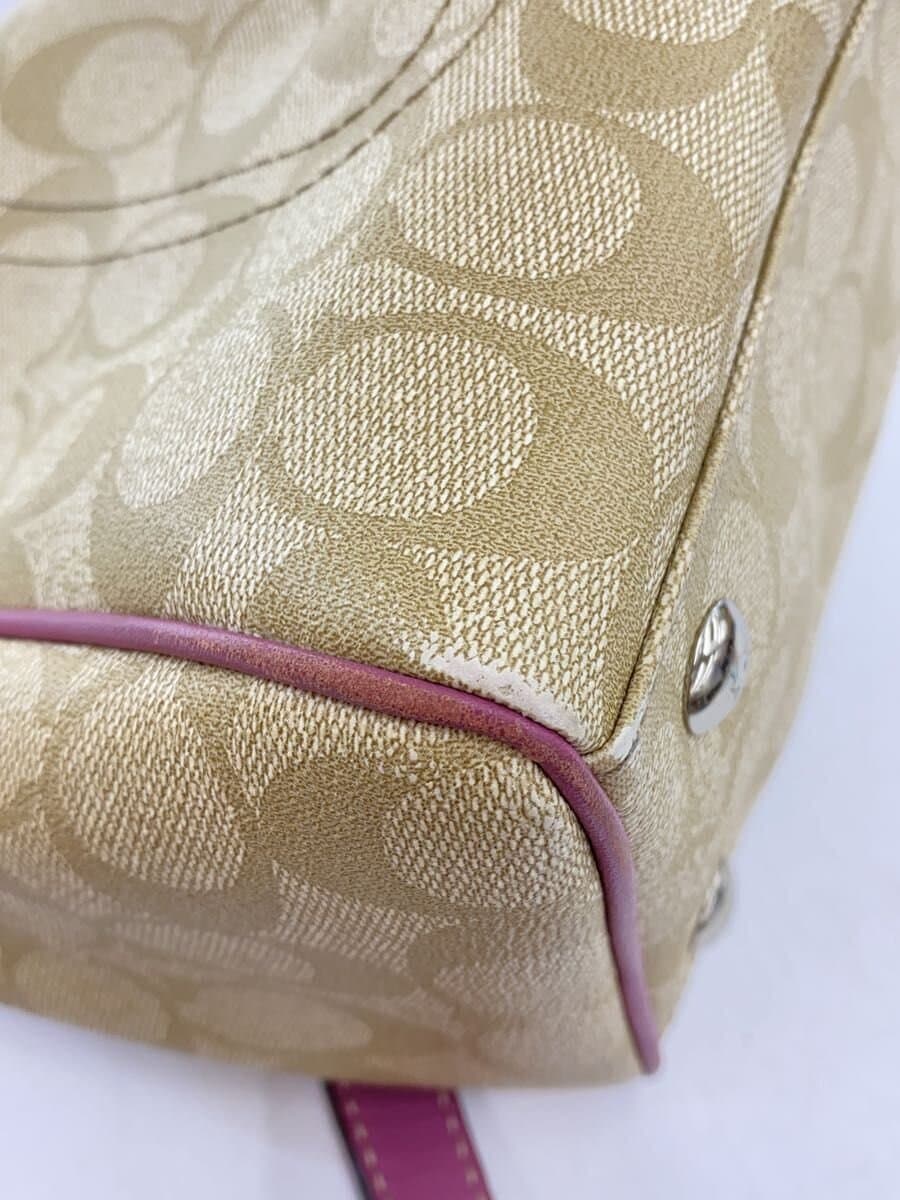 COACH Signature2-Way Shoulder Bag PVC BEG All Over Pattern F16119 Inside With Wear 8