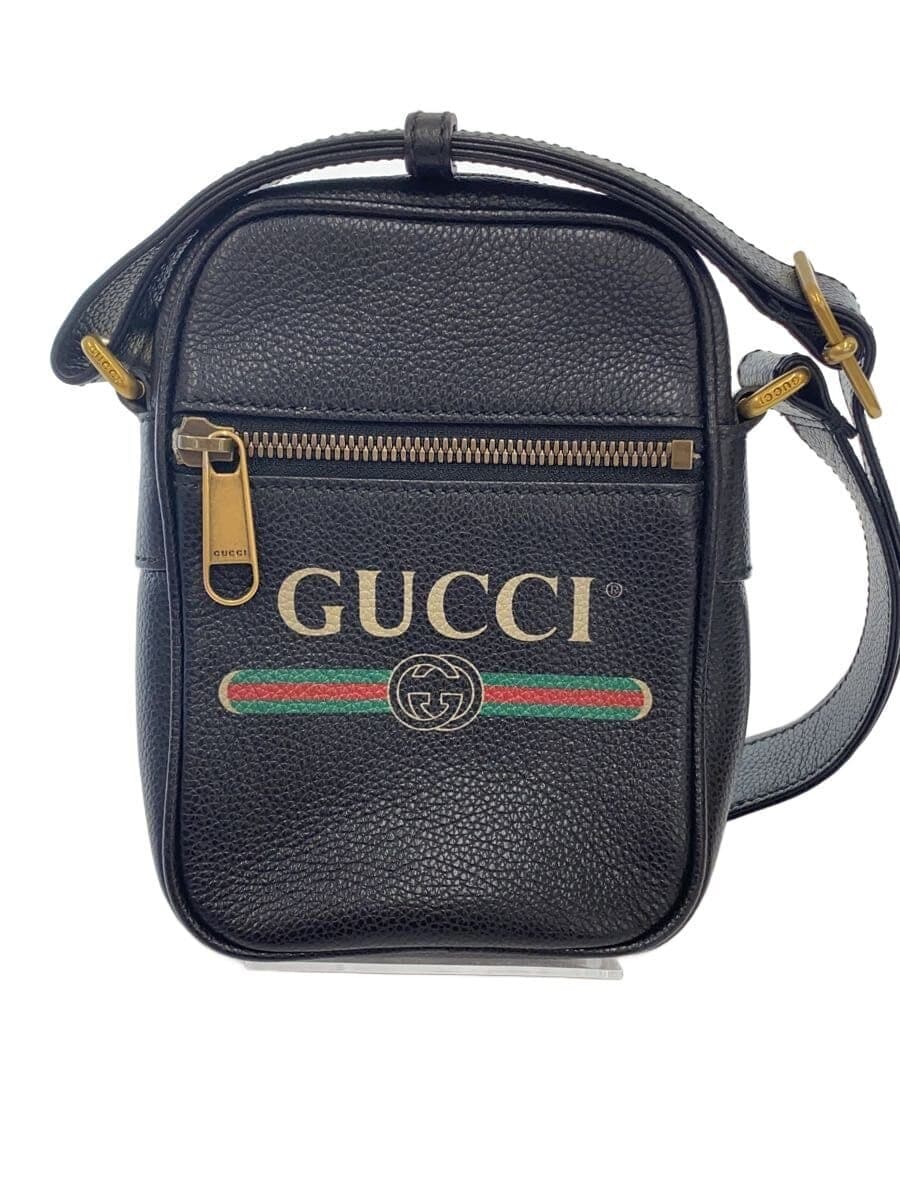 GUCCI Shoulder Bag Leather BLK 574803