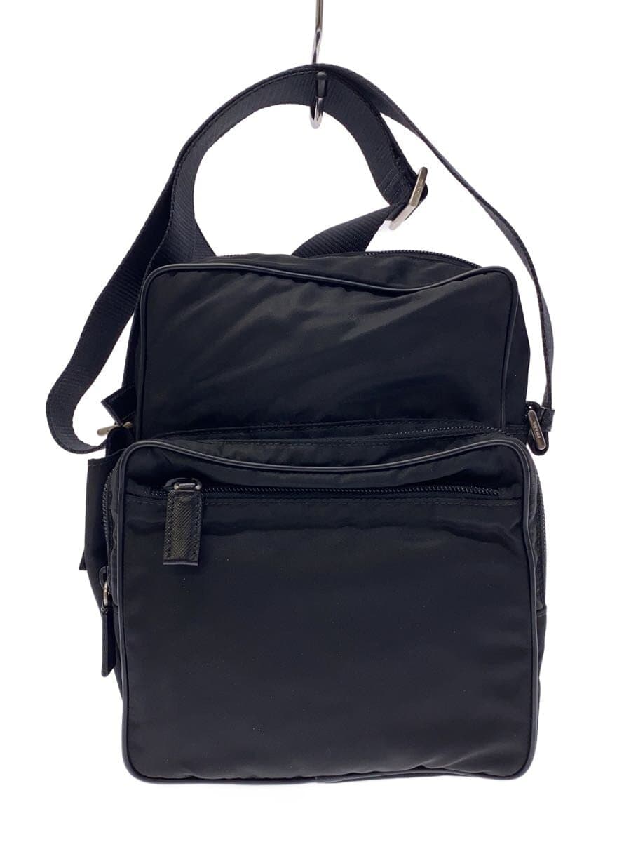 PRADA logo plate nylon shoulder bag nylon BLK solid color KGTVM3K